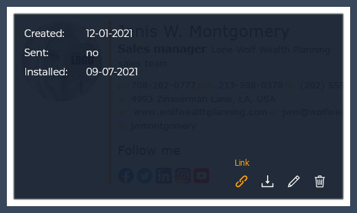 Dashboard. Option Link.